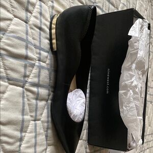 Nine West Black Flats with Gold Accent